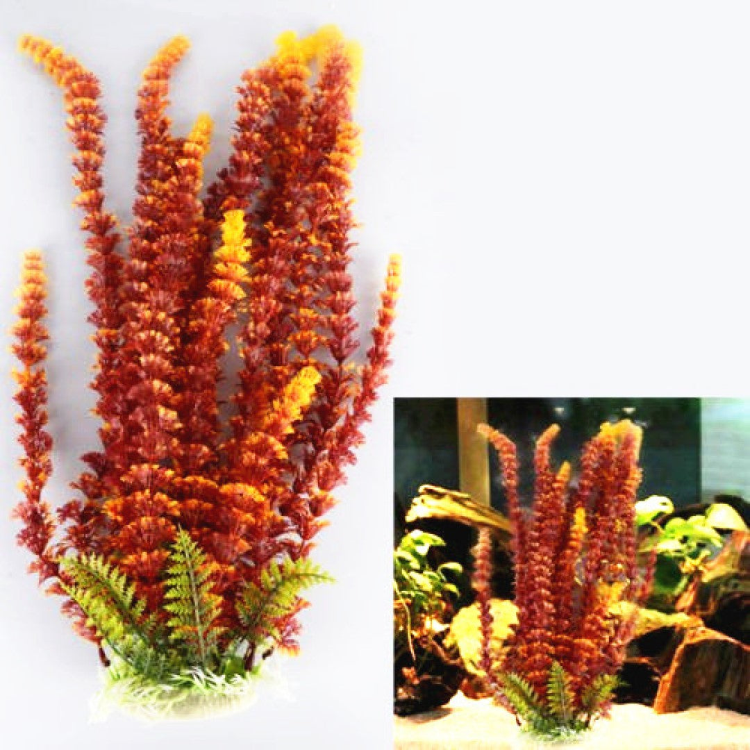 Red and orange plastic hornwort decoration for fish tanks 