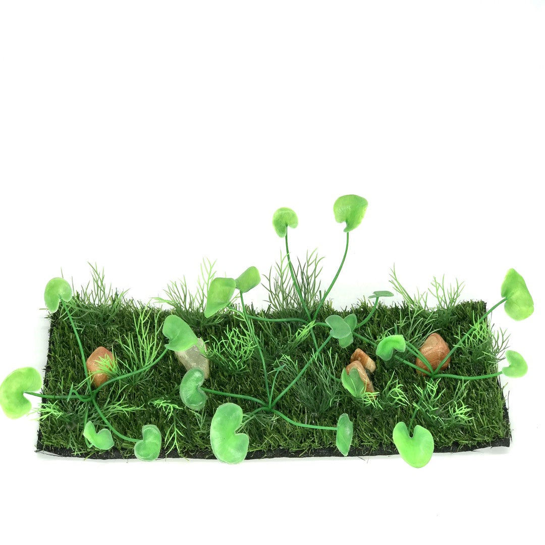 top down view of grass matt aquarium decoration
