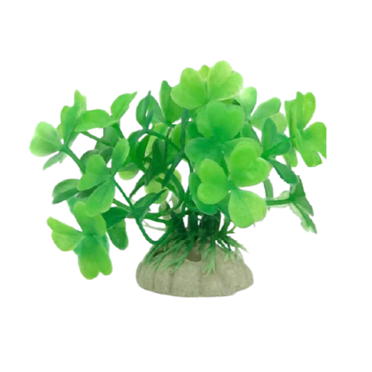 green plastic clover with white ceramic base 