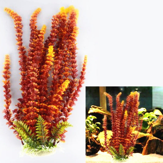 Red and orange plastic hornwort decoration for fish tanks 