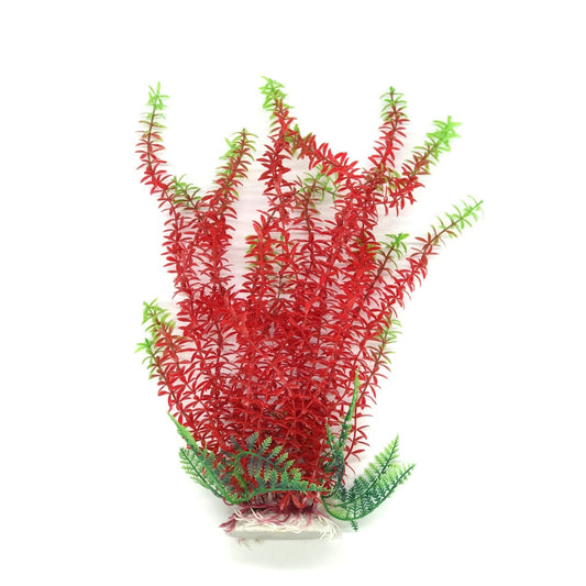 Plastic hornwort aquarium decoration red with green tips
